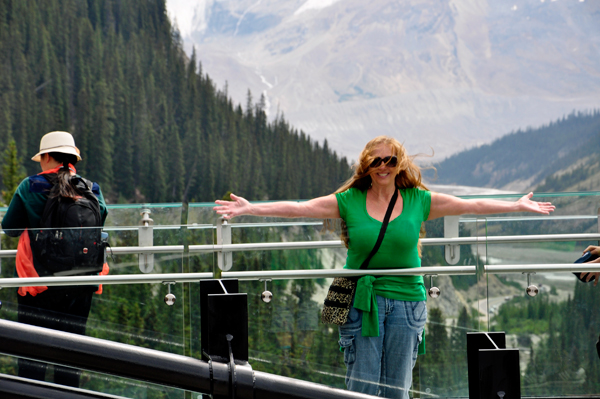 Karen Duquette on the Glacier Skywalk